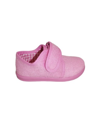 ZAPATILLA DE VELCRO RIZO ROSA