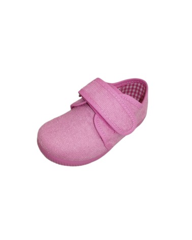 ZAPATILLA DE VELCRO RIZO ROSA