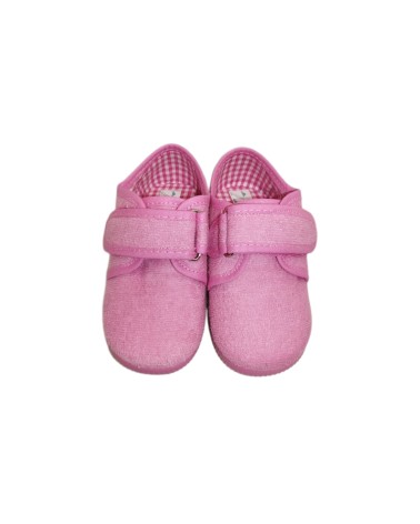 ZAPATILLA DE VELCRO RIZO ROSA