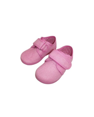 ZAPATILLA DE VELCRO RIZO ROSA