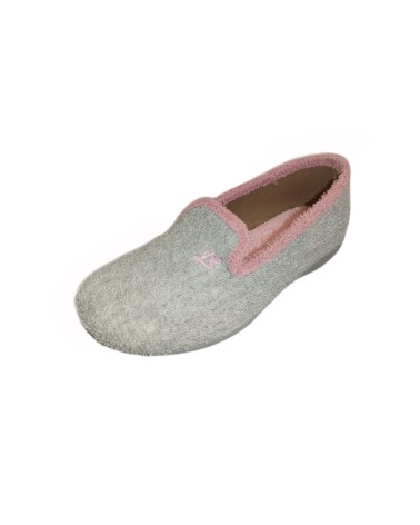 ZAPATILLA CERADA RIZO GRIS RIBETE ROSA