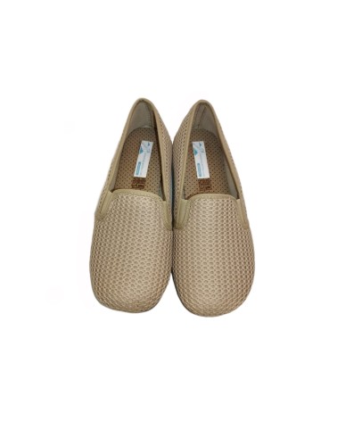 ZAPATILLA  DE REJILLA ELASTICOS BEIGE