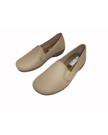 ZAPATILLA  DE REJILLA ELASTICOS BEIGE