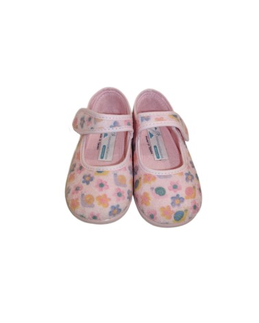 ZAPATILLA VELCRO RIZO DE FLORES