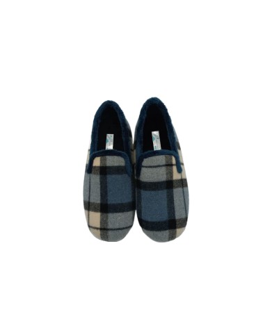 Zapatilla cerrada cuadros marino